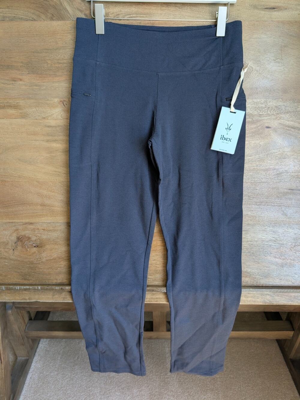 NWT Ibex Lizzi Tavern Pants Womens L Charcoal Merino Wool High-Waisted Travel
